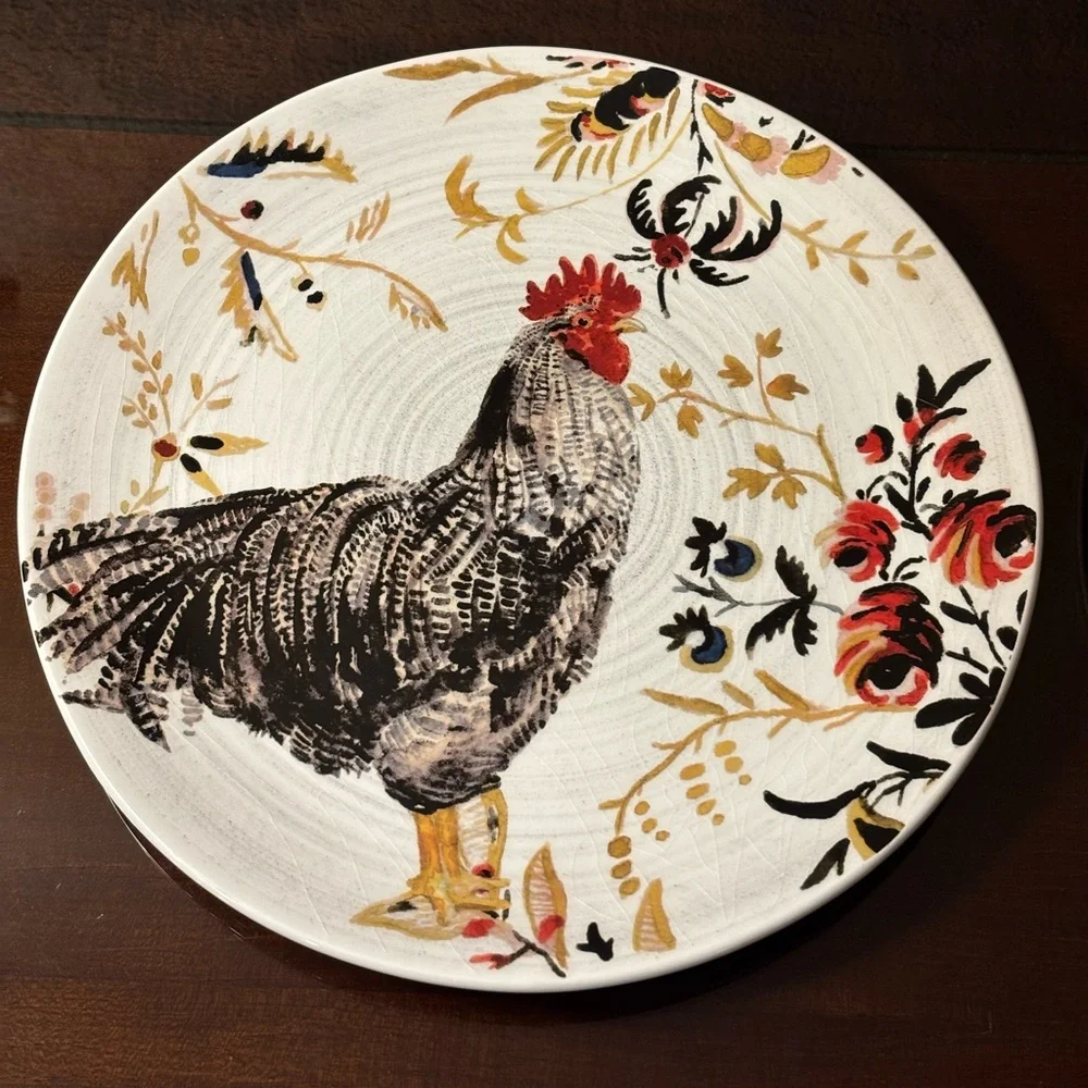 VTG Williams Sonoma Rooster Francais Colorful Rooster Decorative‎ Dessert Plates